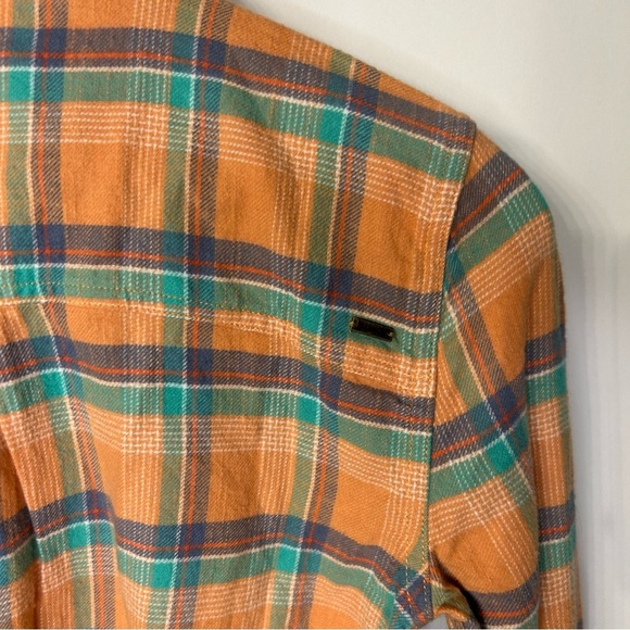*NWT* O’Neill Nash Flannel Standard Fit Shirt, Sz XS, Peach/Orange, Green, Plaid - Picture 8 of 11